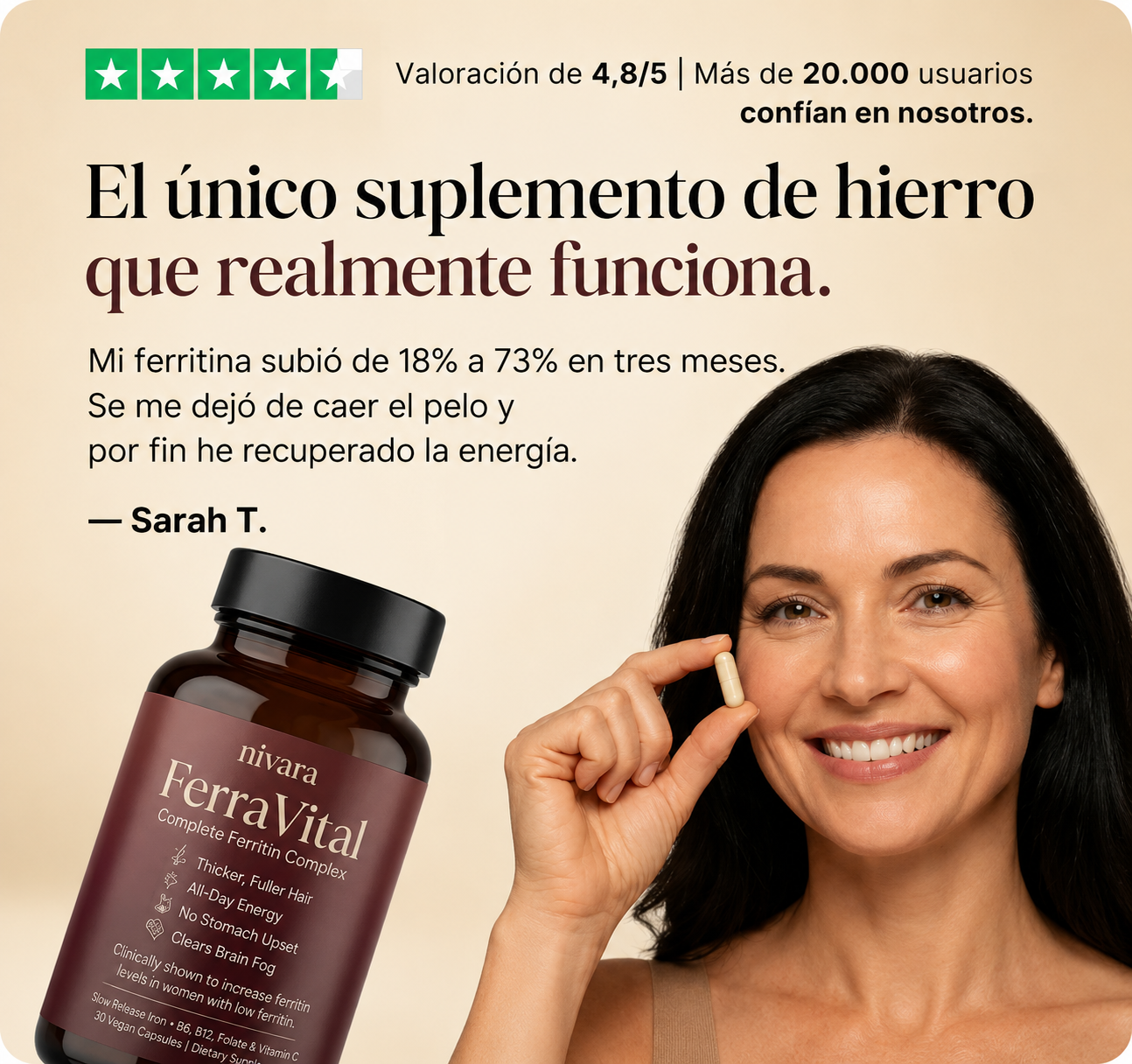 FERRAVITAL™ | Combate la caída del cabello y la fatiga con ferritina avanzada**